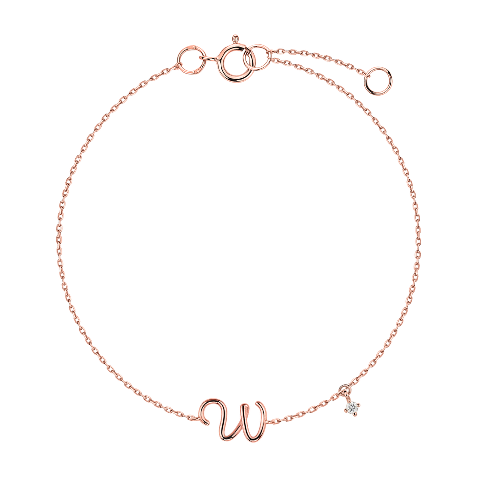 Náramek s diamantem Curly Letter W