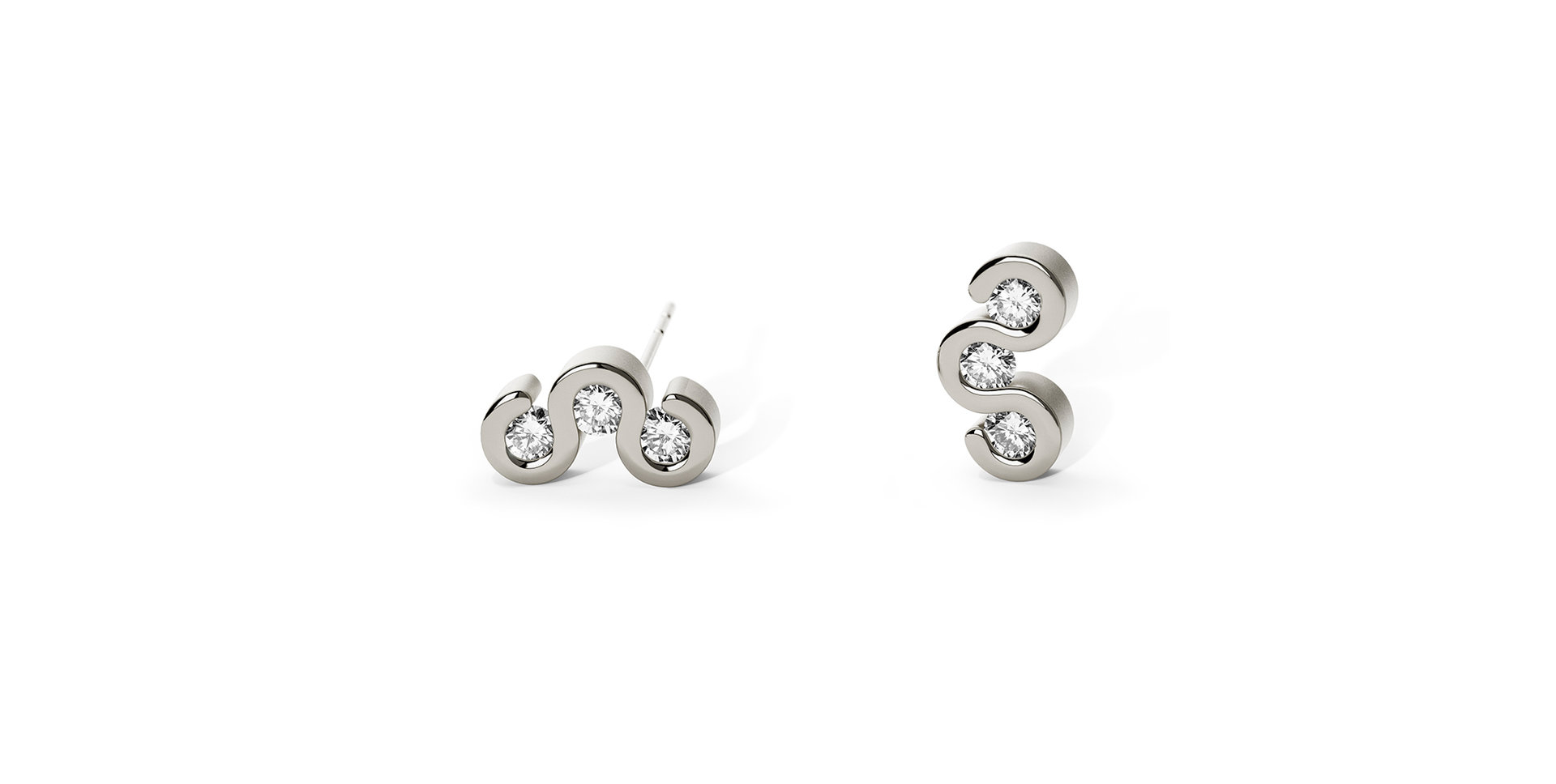 Náušnice s diamanty Diamond Wave Earrings