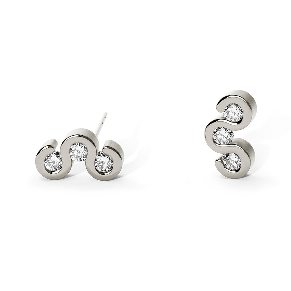 Náušnice s diamanty Diamond Wave Earrings