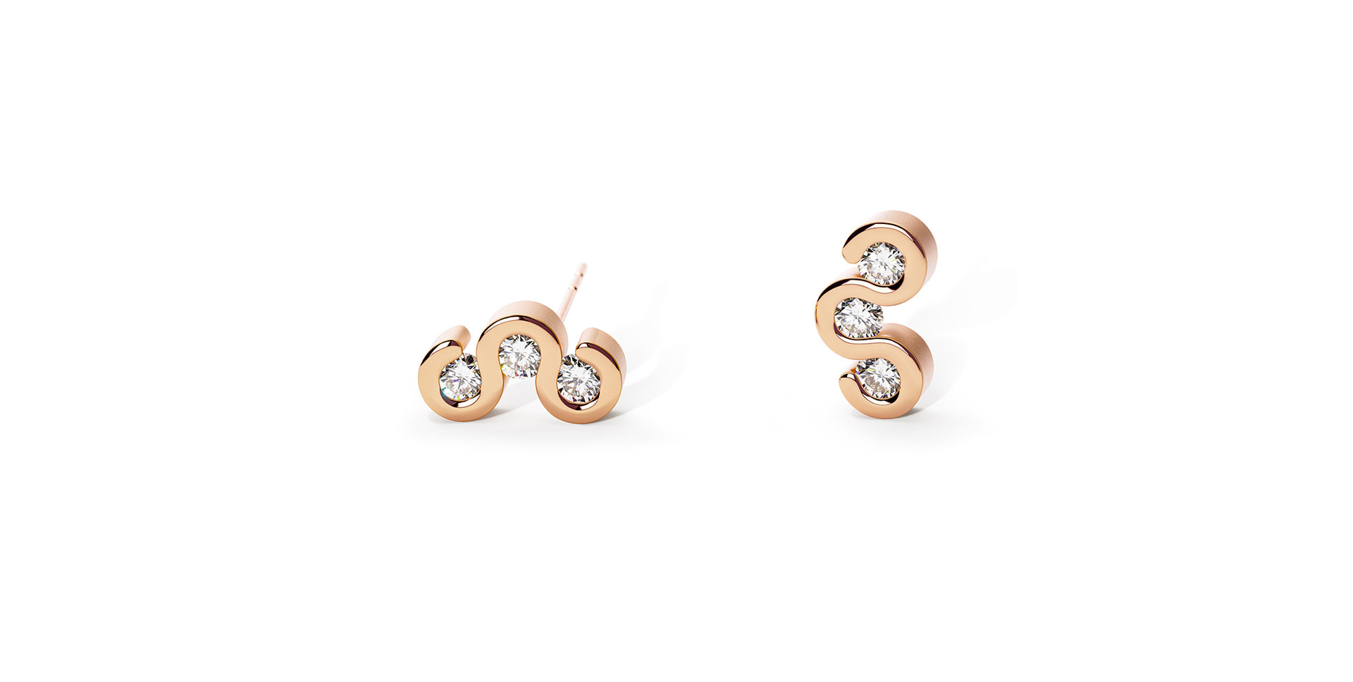Náušnice s diamanty Diamond Wave Earrings