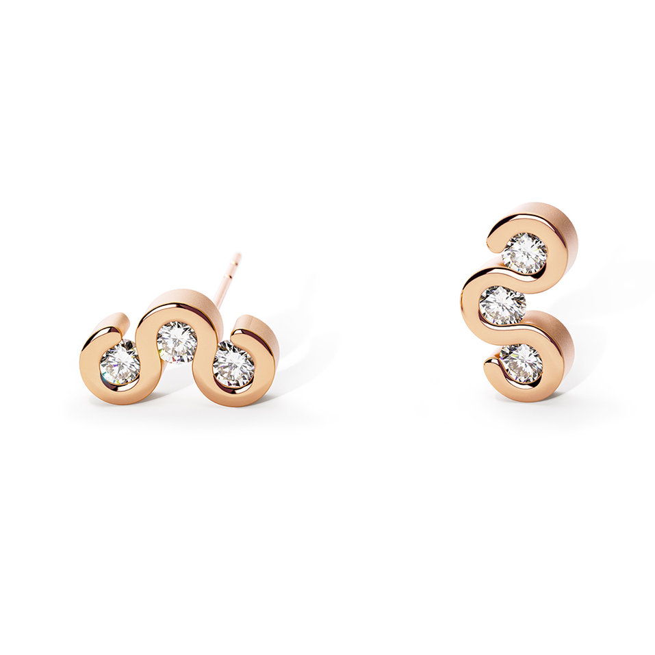 Náušnice s diamanty Diamond Wave Earrings