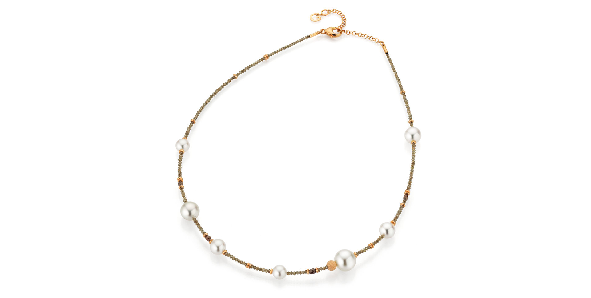 Náhrdelník s diamanty a mořskými bílými perlami Akoya a s mořskou Jižní Champan perlou Castaway