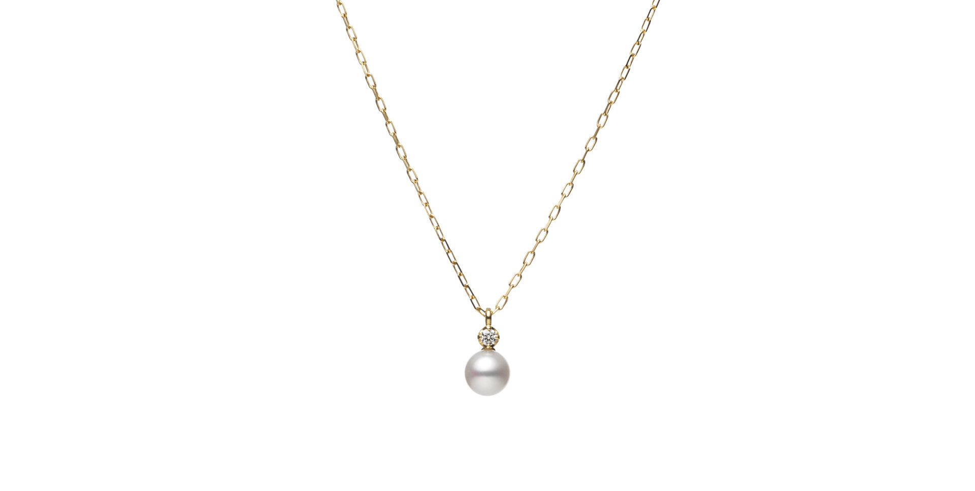 Náhrdelník s diamantem a bílou mořskou perlou Classic Pearl