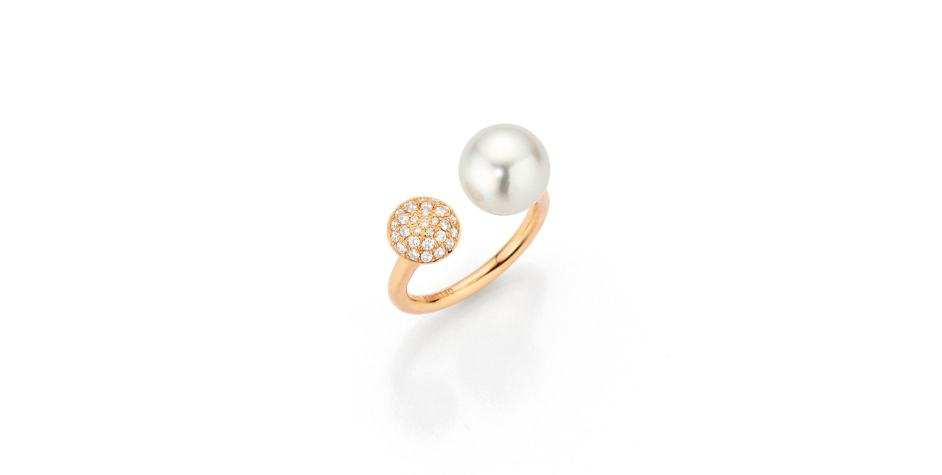 Prsten s diamanty a mořskou Jižní perlou Modern Classic