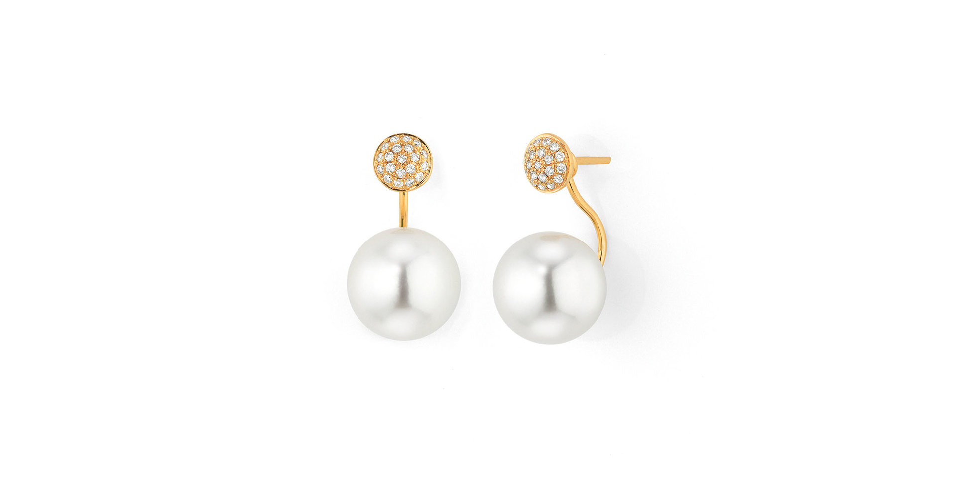 Náušnice s diamanty a bílou Jižní perlou Modern Classic