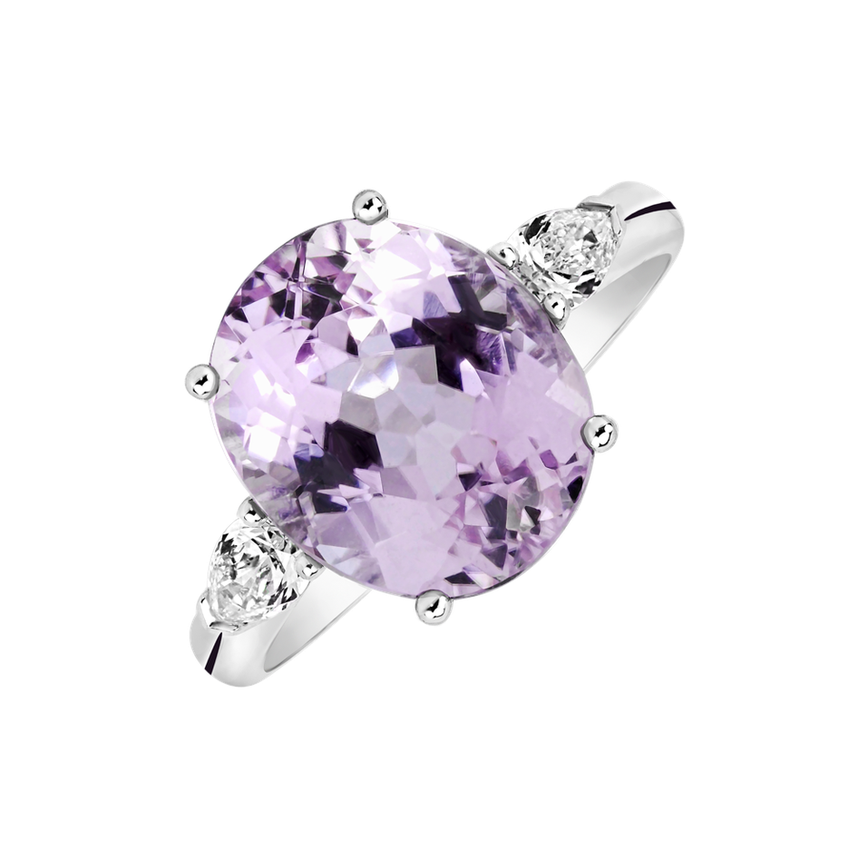 Prsten s kunzitem a diamanty Fiona