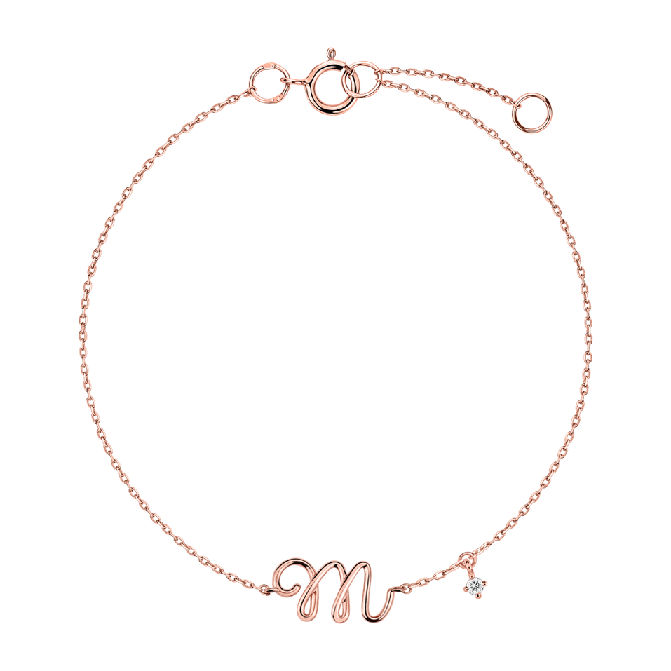 Náramek s diamantem Curly Letter M