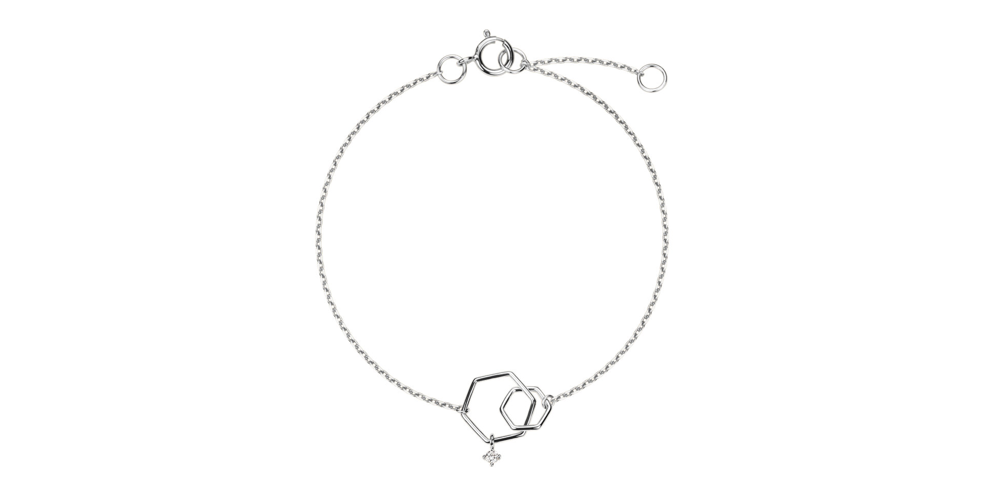 Náramek s diamantem Hexagon Elegance