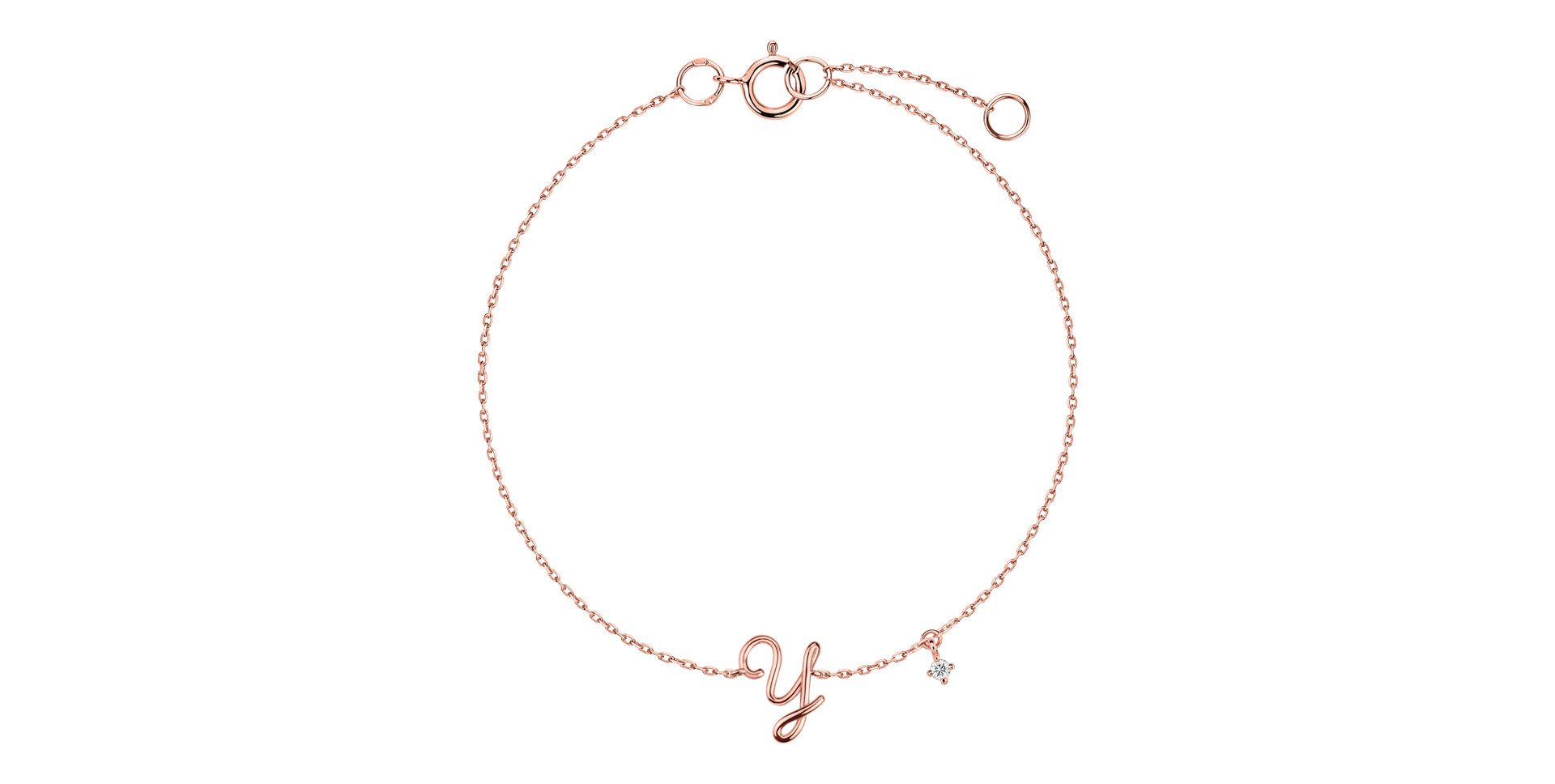 Náramek s diamantem Curly Letter Y