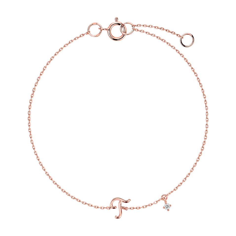 Náramek s diamantem Curly Letter T