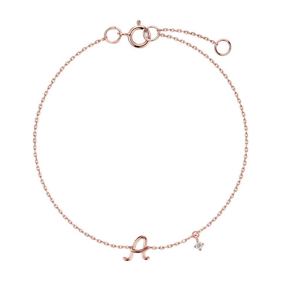 Náramek s diamantem Curly Letter A