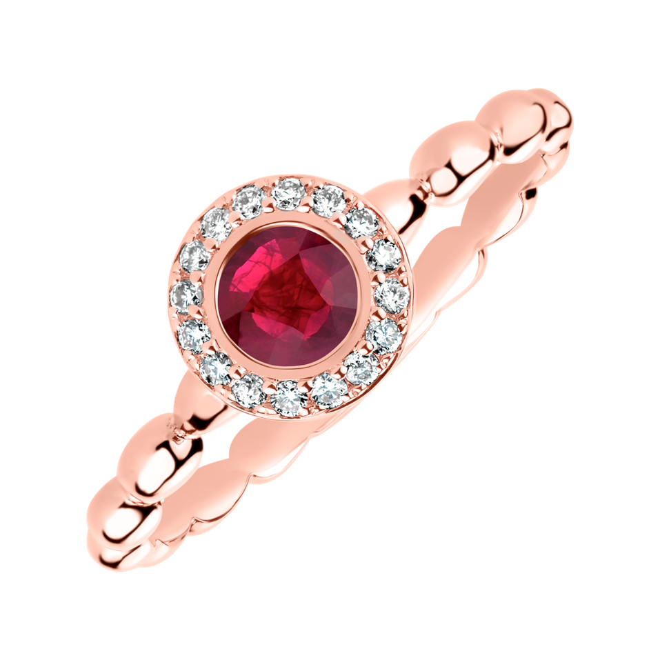 Prsten s diamanty a rubínem Bonbon