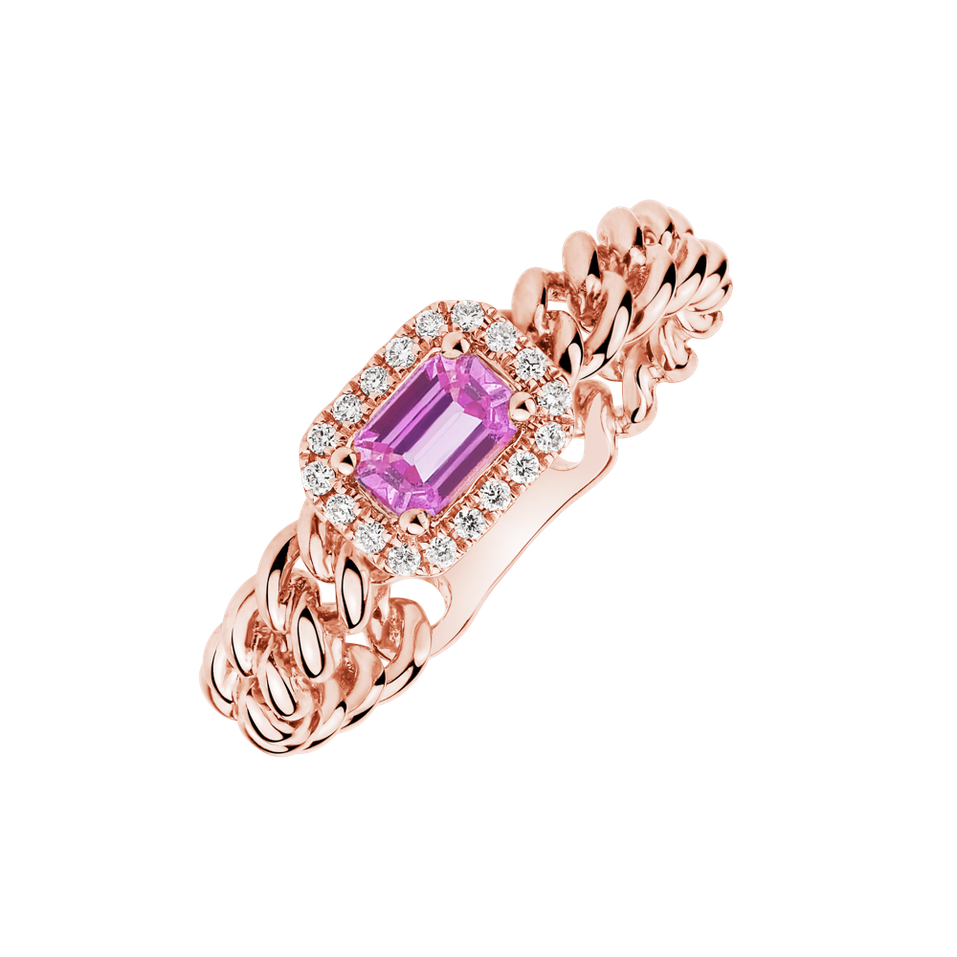 Prsten se safírem a diamanty Fuchsia Fantasy