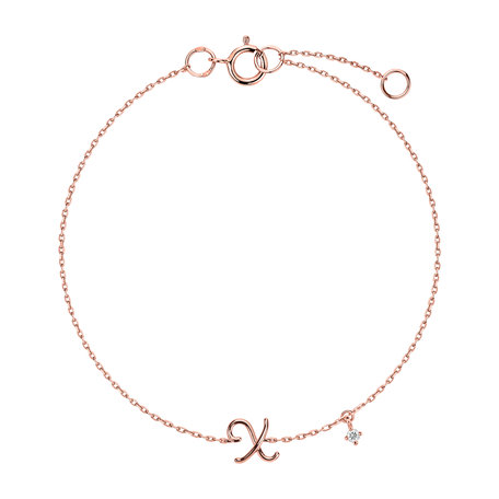 Náramek s diamantem Curly Letter X