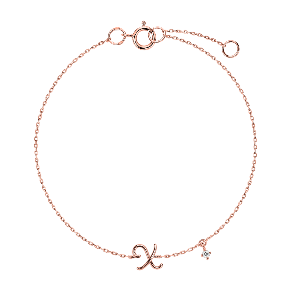 Náramek s diamantem Curly Letter X