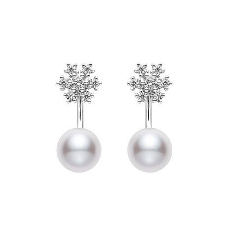 Naušnice s diamanty a mořskou perlou Akoya Classic Elegance