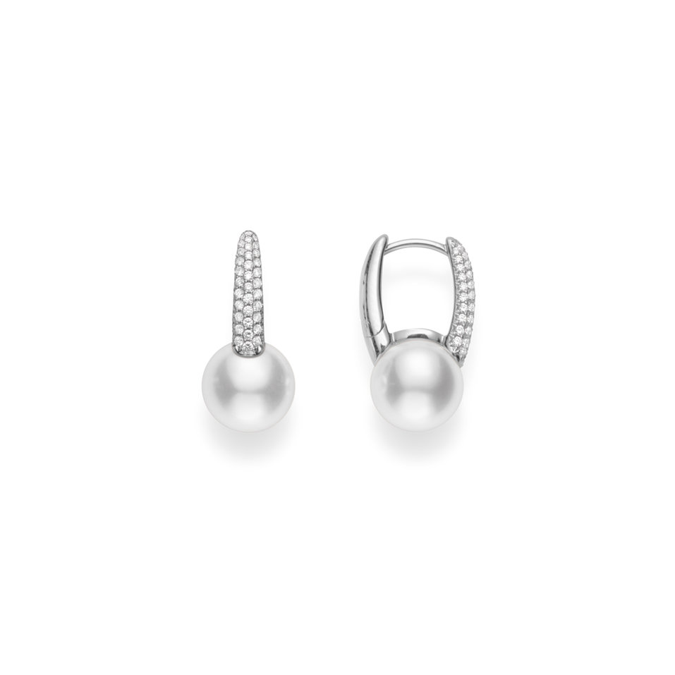Náušnice s diamanty a perlou Cultured Pearl