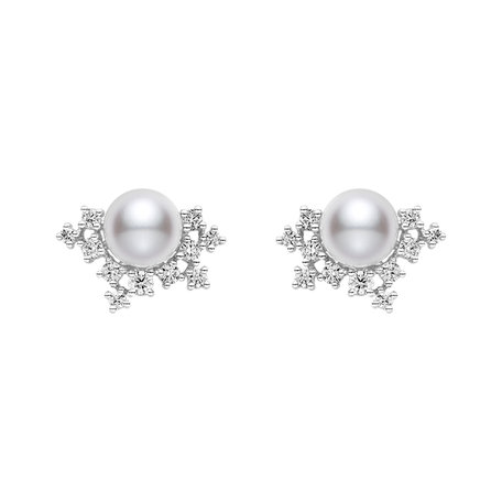 Náušnice s diamanty a perlou Classic Elegance