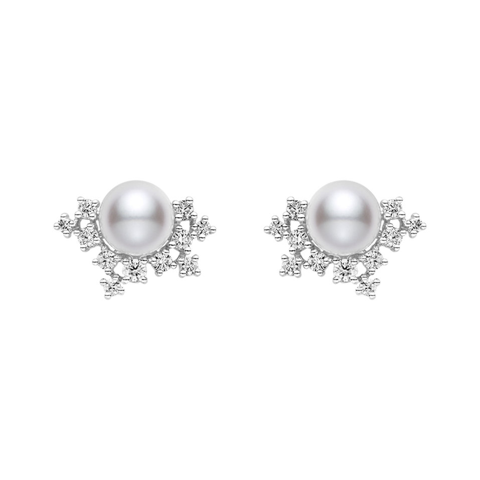Náušnice s diamanty a perlou Classic Elegance