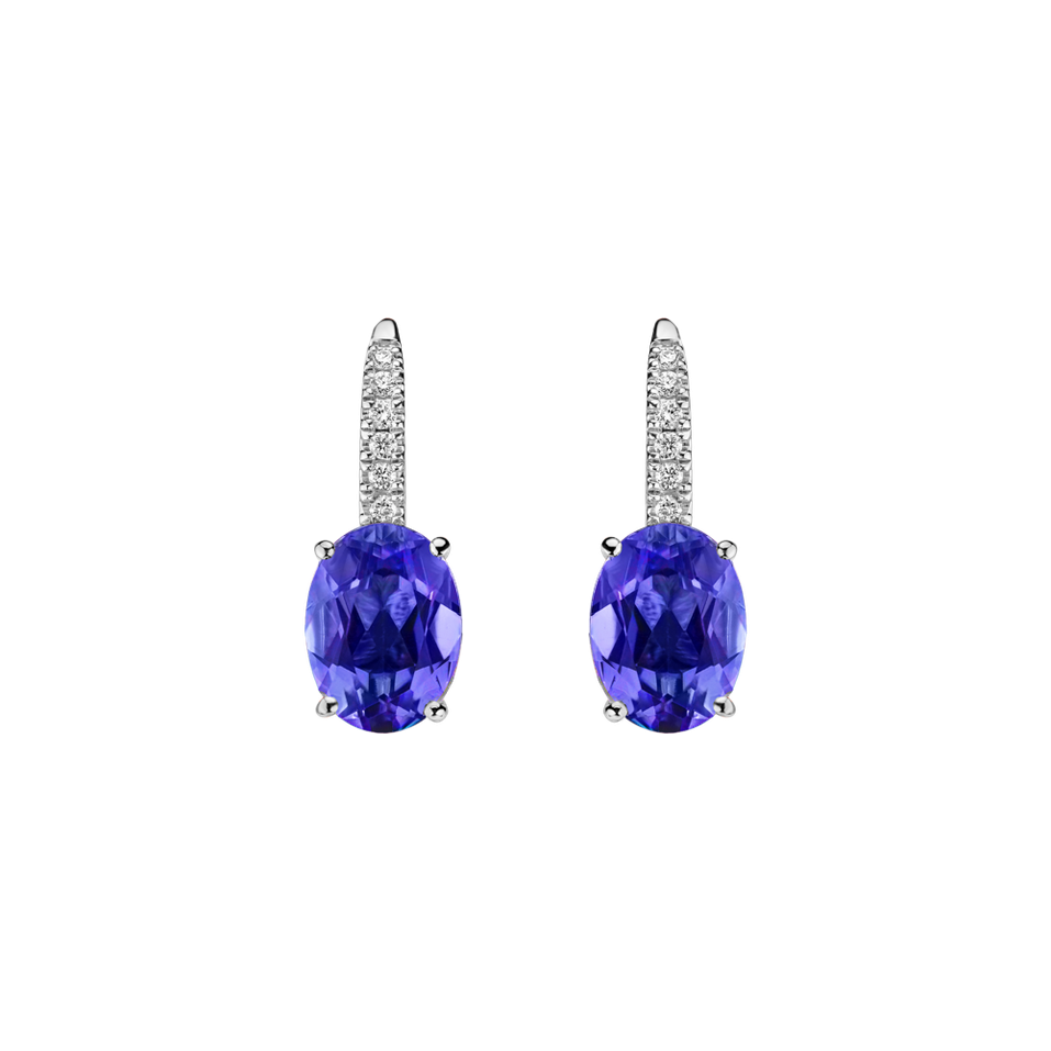 Náušnice s diamanty a tanzanitem Niké Elegance