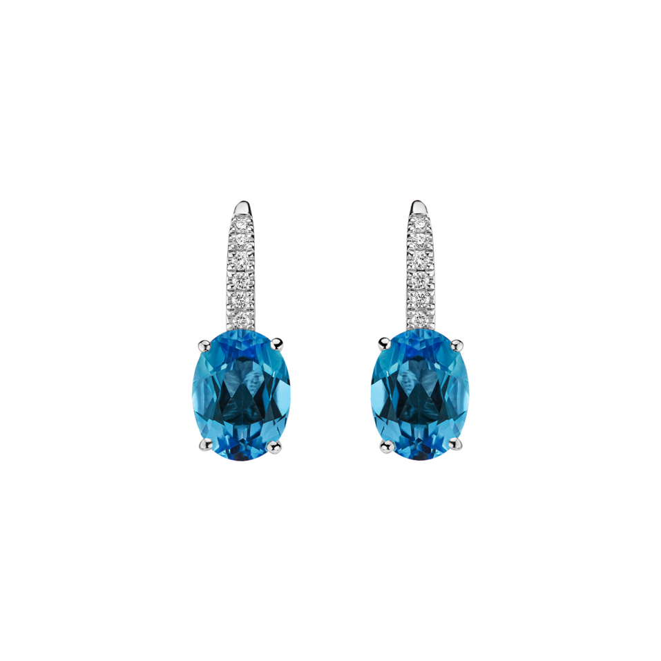 Náušnice s diamanty a topazem Niké Elegance