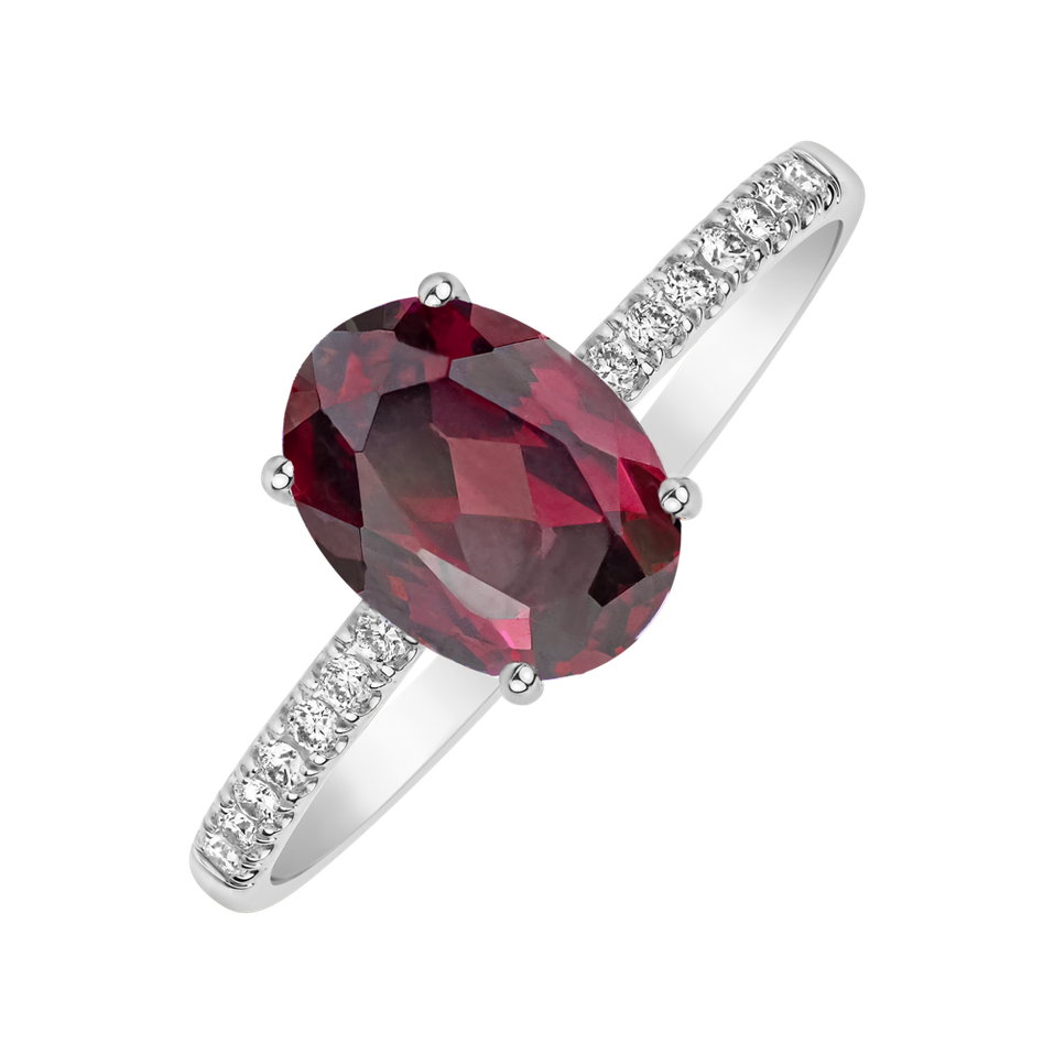 Prsten s diamanty a rhodolitem Touch of Spark