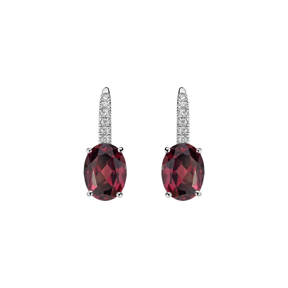 Náušnice s diamantmi a rhodolitem Niké Elegance