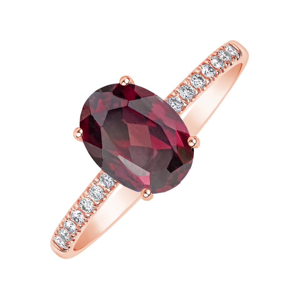 Prsten s diamanty a rhodolitem Touch of Spark