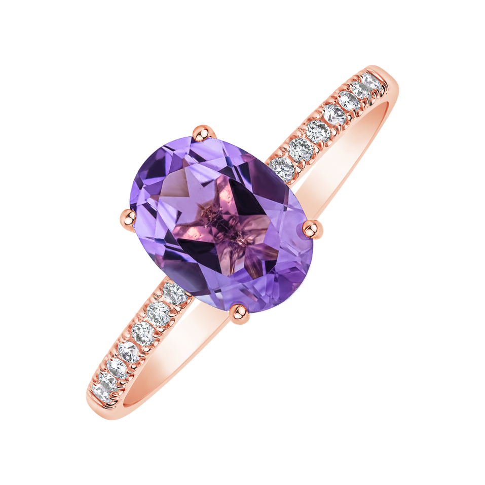 Prsten s diamanty a ametystem Touch of Spark