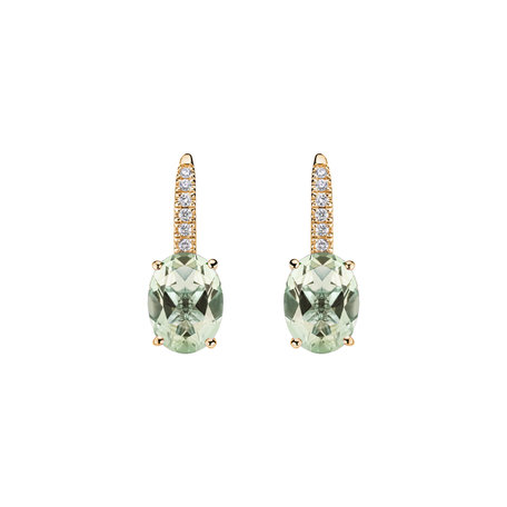 Náušnice s diamanty a ametystem Niké Elegance