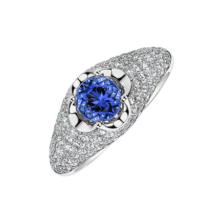 Prsten s diamanty a tanzanitem Deluxe Quatrefoil