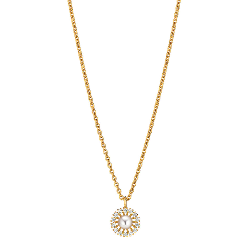 Náhrdelník s diamanty a perlou Swing Boho Pearl