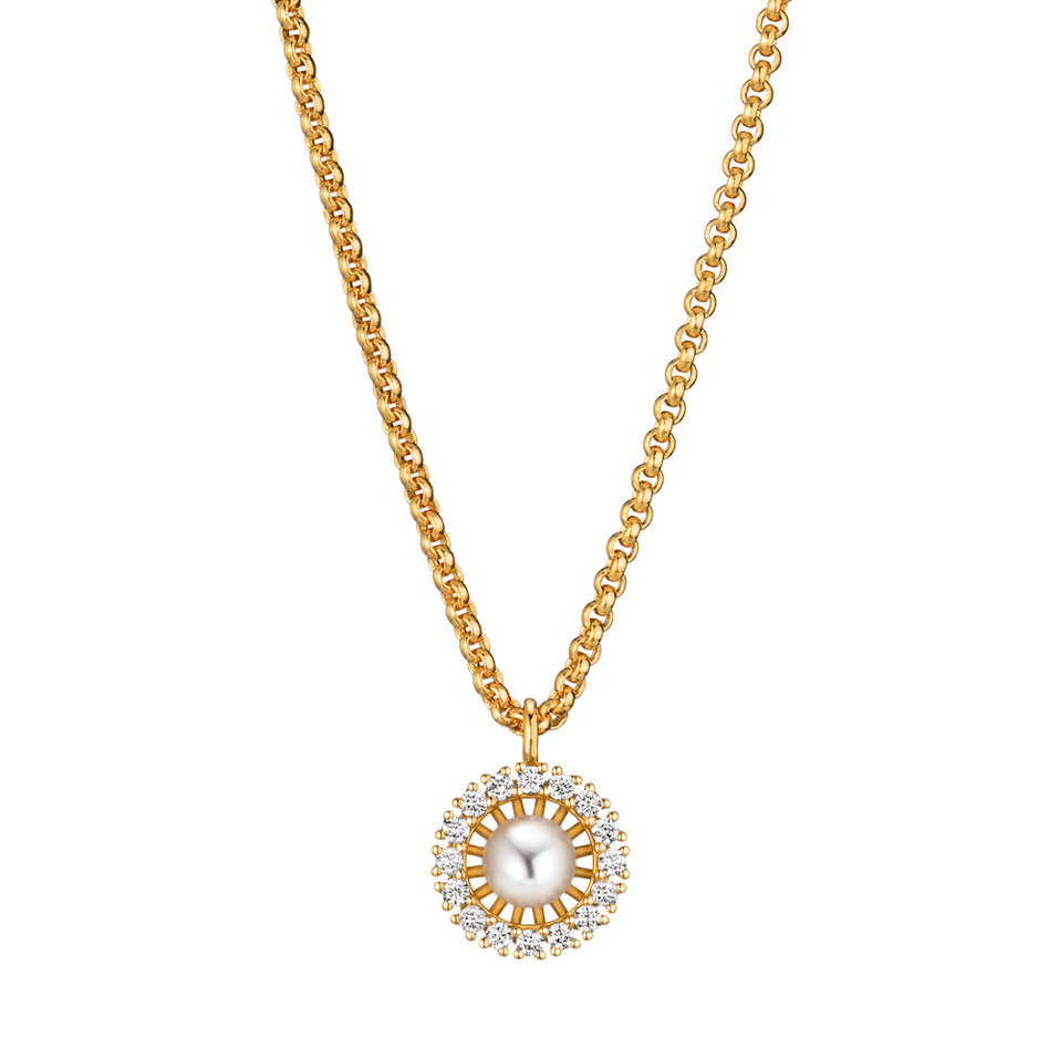 Náhrdelník s diamanty a perlou Swing Boho Perl