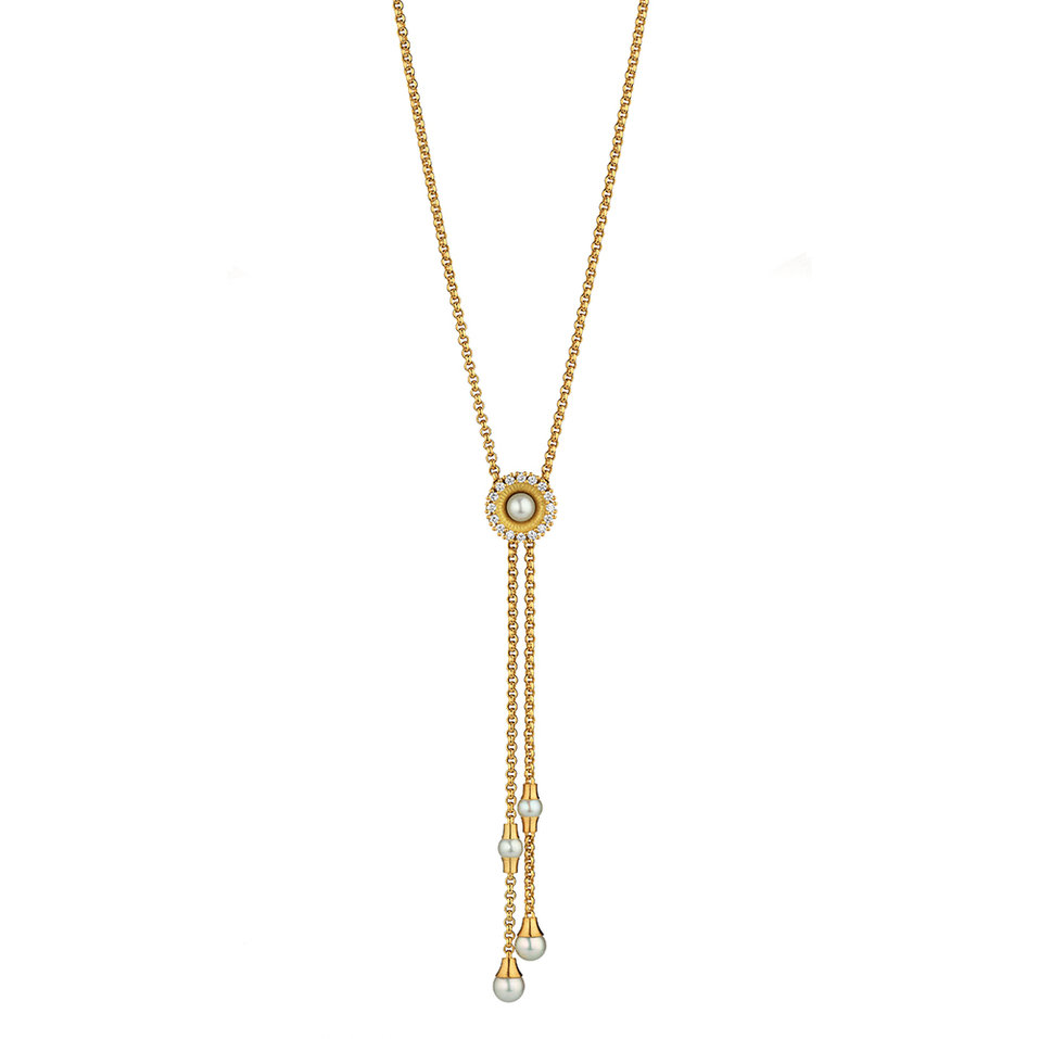 Náhrdelník s diamanty a perlou Swing Boho Pearl