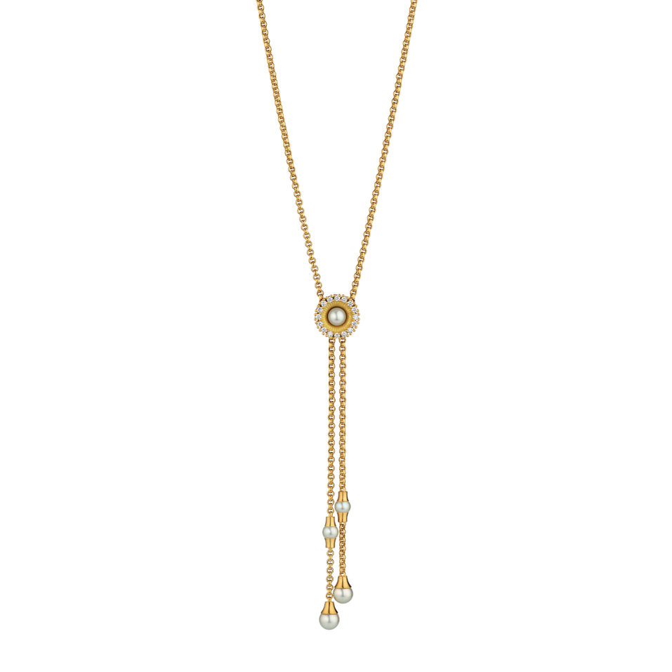 Náhrdelník s diamanty a perlou Swing Boho Pearl