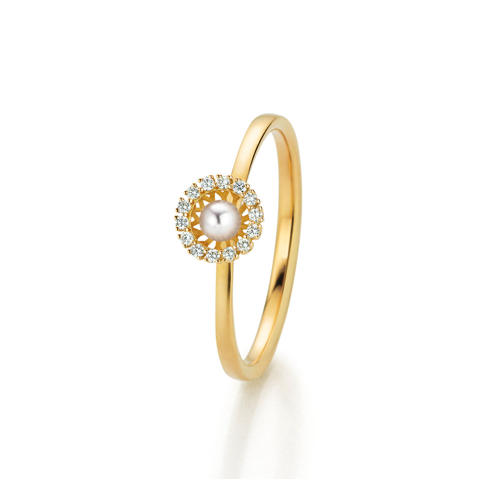 Prsten s diamanty a perlou Swing Boho Pearl