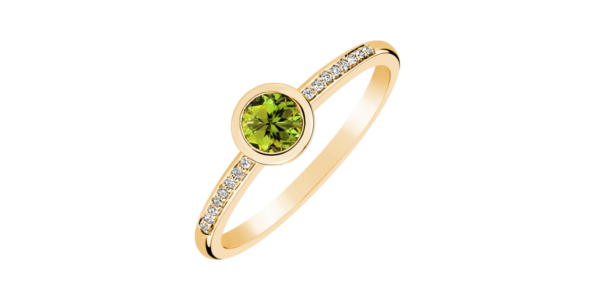 Prsten s diamanty a peridotem Regal Sparkle