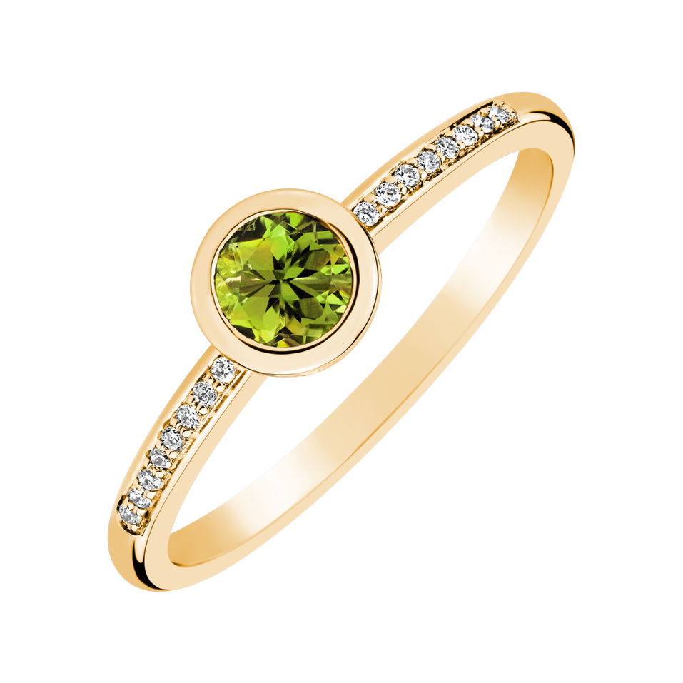 Prsten s diamanty a peridotem Regal Sparkle