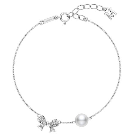 Náramek s diamanty a mořskou bílou perlou Akoya Bracelet
