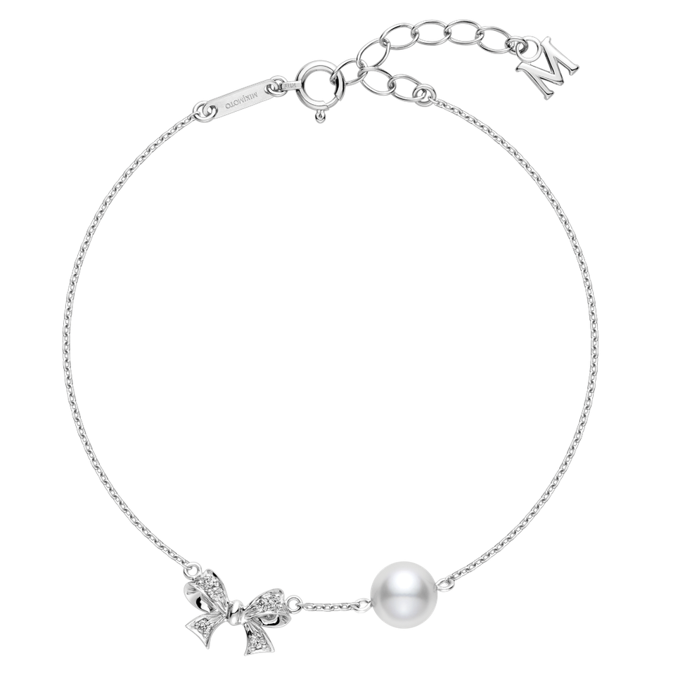 Náramek s diamantem a mořskou bílou perlou Akoya Bracelet