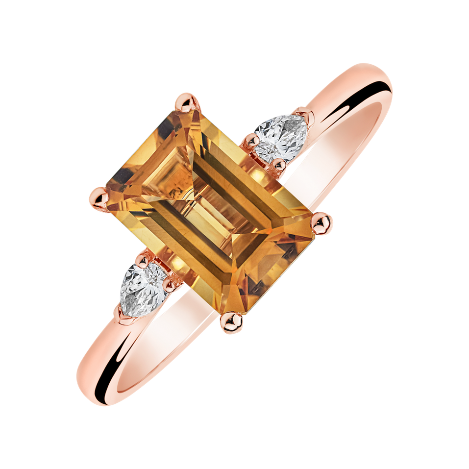 Prsten s diamanty a citrínem Royal Anne