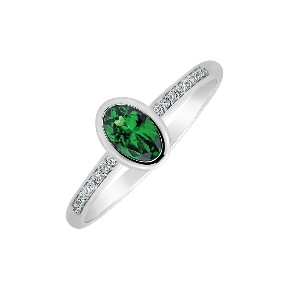 Prsten s diamanty a granátem Elliptical perfection