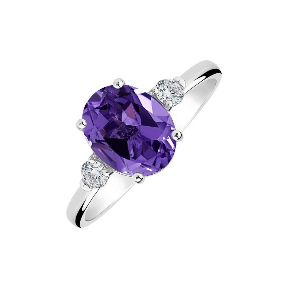 Prsten s diamanty a ametystem Violet Dusk