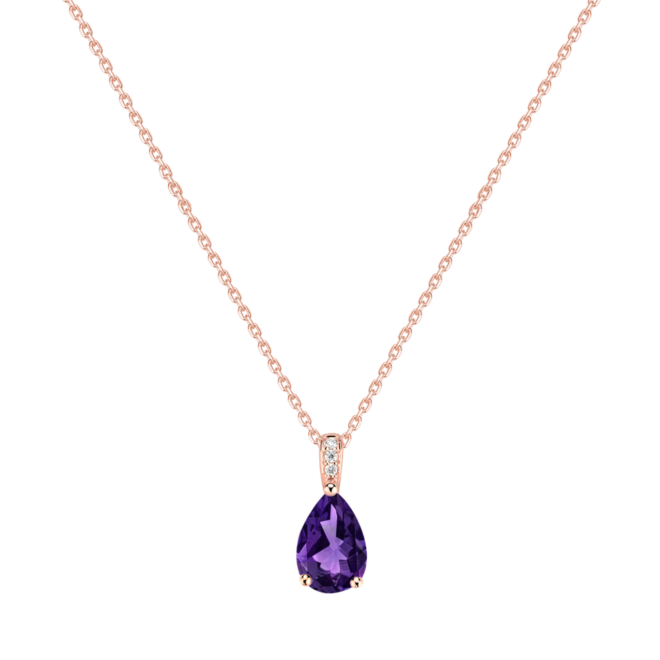 Náhrdelník s diamanty a ametystem Tearfall