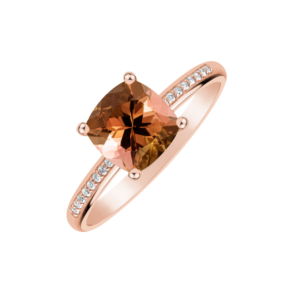 Prsten s diamanty a turmalínem Melody Harmony