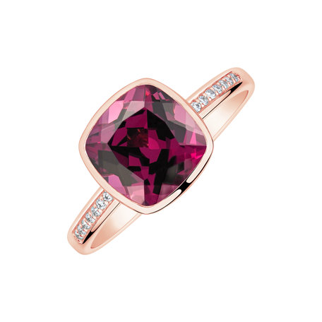 Prsten s diamanty a rhodolitem Carelia