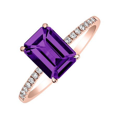 Prsten s diamanty a ametystem Mireth