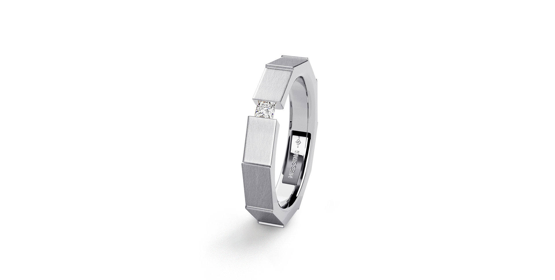 Prsten platina s diamantem Spannring Bambo