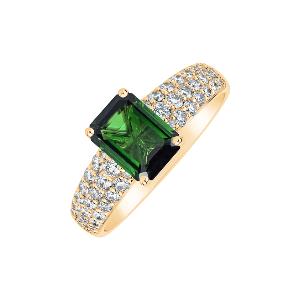 Prsten s diamanty a turmalínem Diamond Whisper