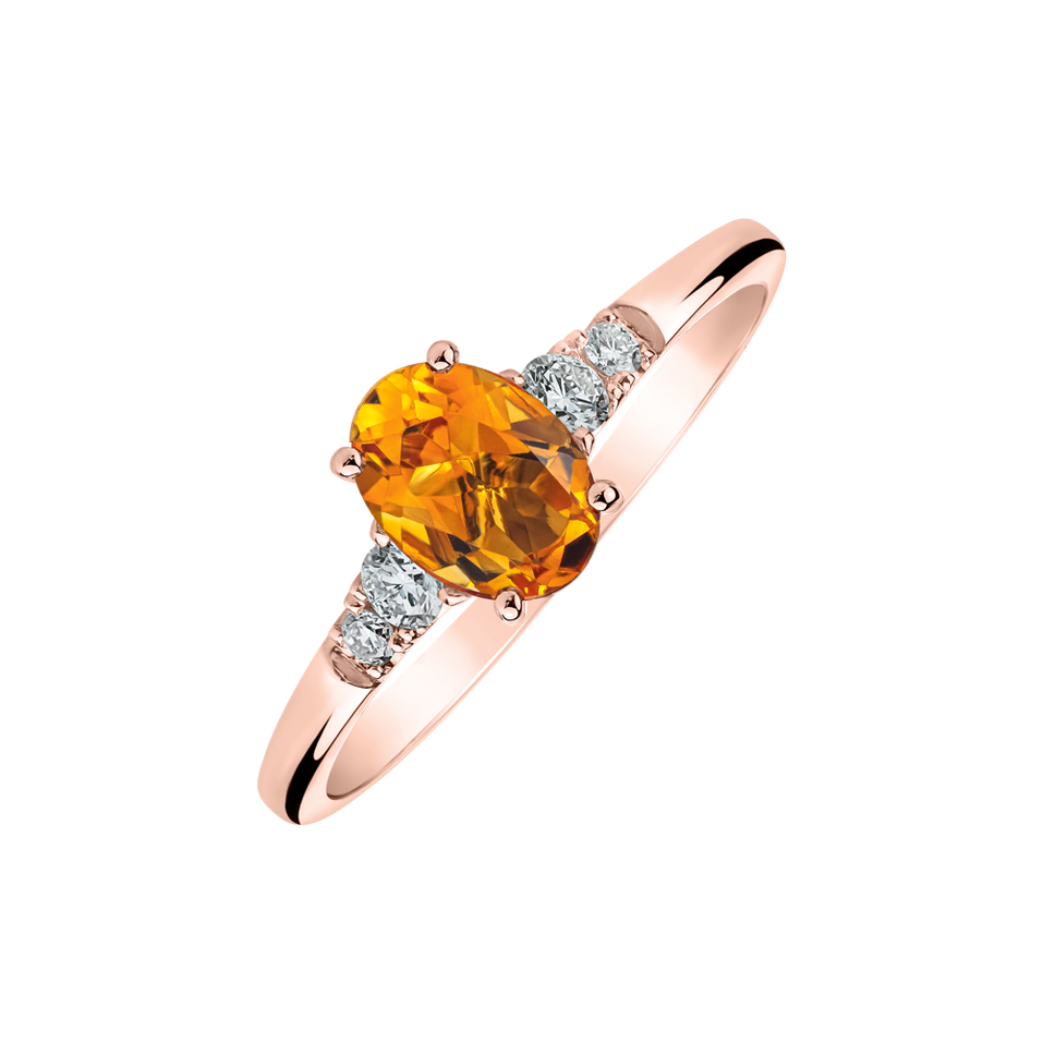Prsten s diamanty a citrínem Elysandria